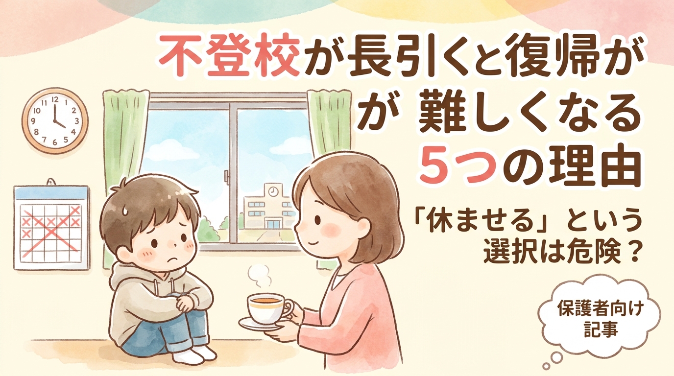 不登校が長引くほど復帰しにくくなる5つの理由｜とにかくゆっくり休む選択は危険？